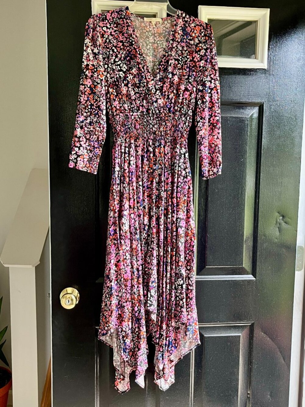 Maje "Rayema" Floral Ditsy Print Smocked Midi Dress (Size 36 - US 4/S)